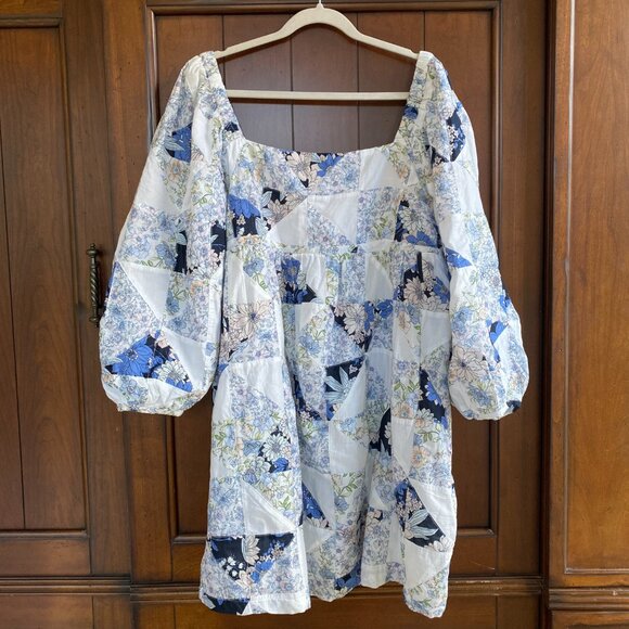 Squareneck cotton voile dress in patchwork floral - J Crew - XL - POCKETS - Picture 4 of 12